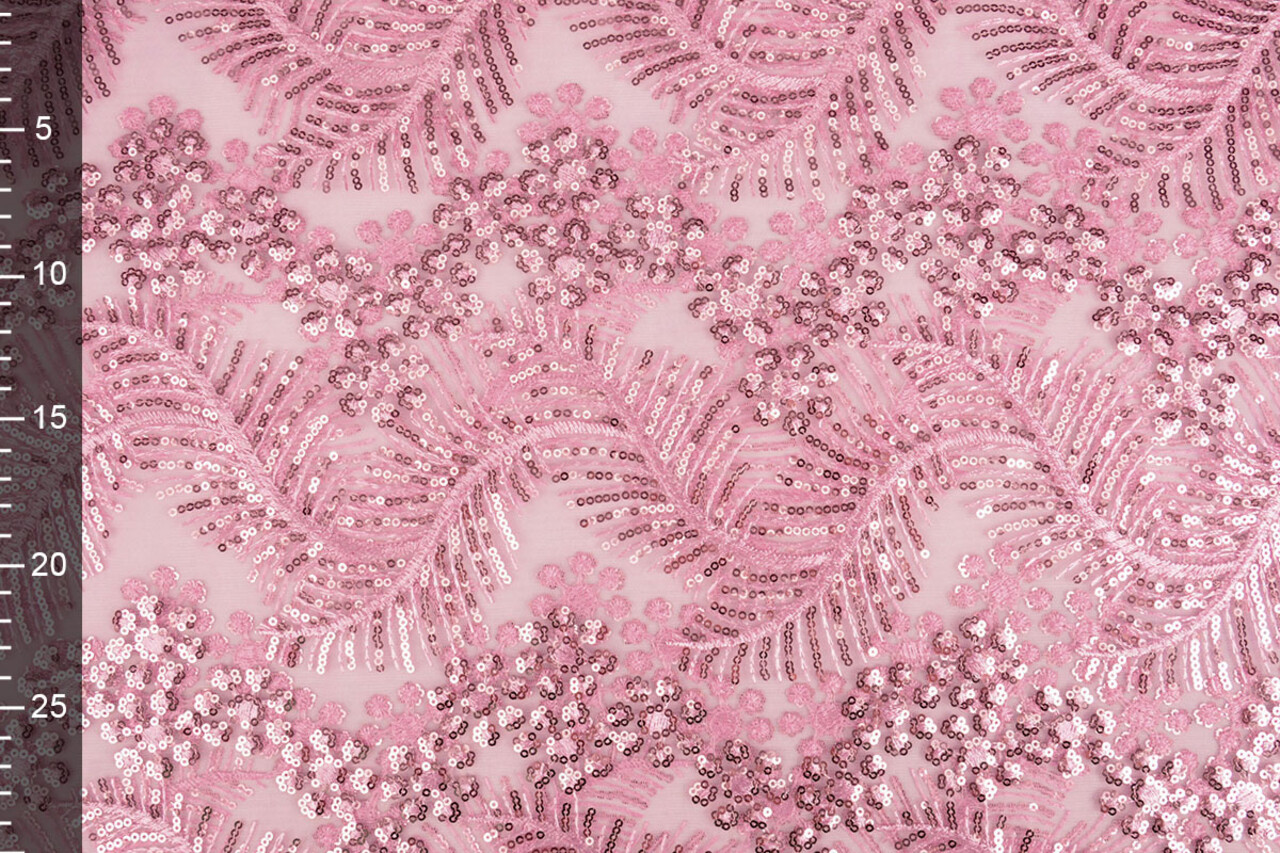 Mesh Ricamato Paillettes Lizanne Rosa Antico Scuro Mesh Ricamato Paillettes Lizanne Rosa Antico Scuro