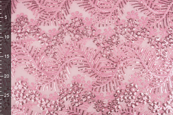 Mesh Geborduurd Pailletten Lizanne Donker Oud Roze