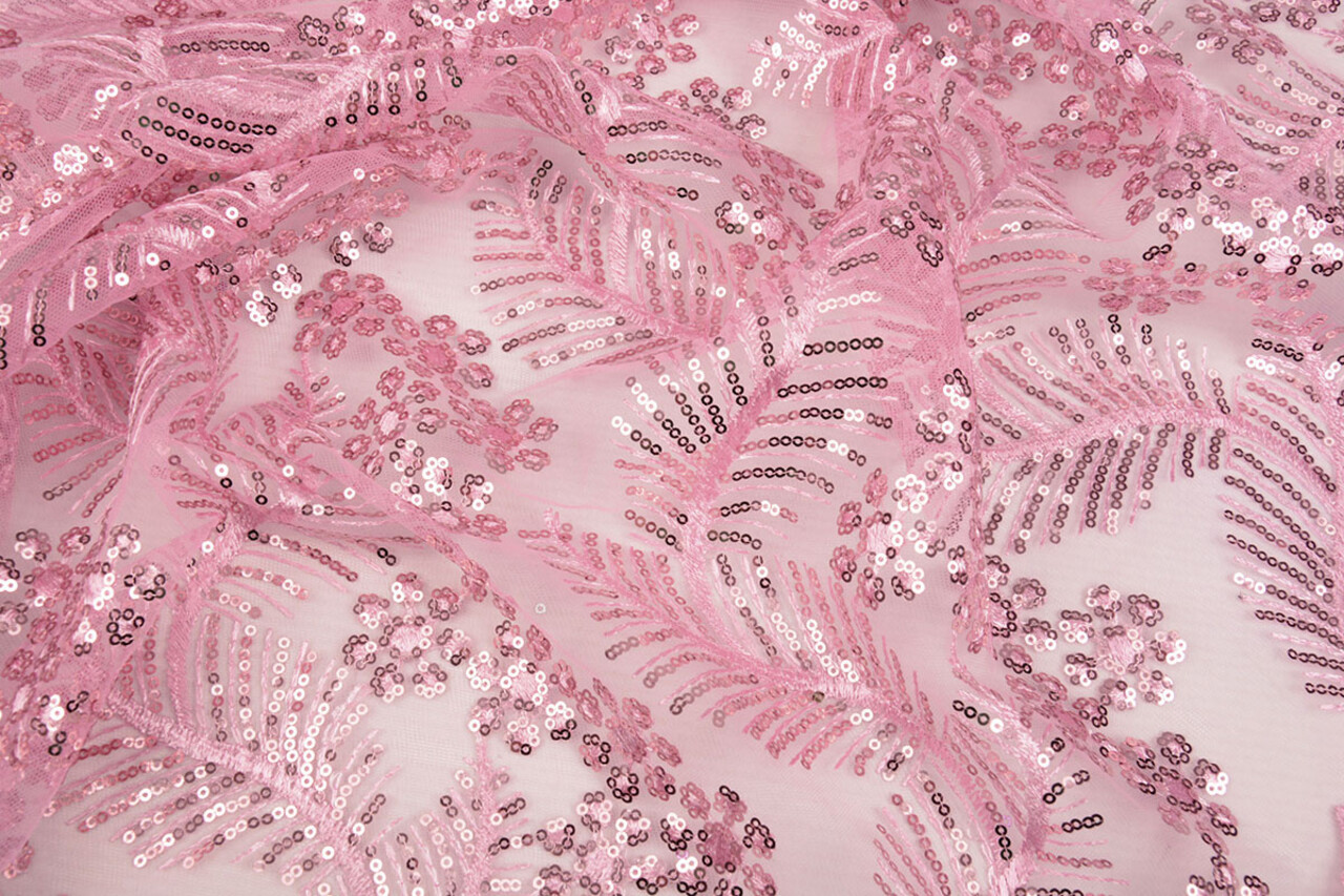 Mesh Ricamato Paillettes Lizanne Rosa Antico Scuro Mesh Ricamato Paillettes Lizanne Rosa Antico Scuro