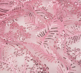 Mesh Geborduurd Pailletten Lizanne Donker Oud Roze