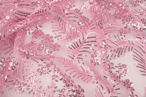 Mesh Embroidered Sequins Lizanne Dark Old Pink