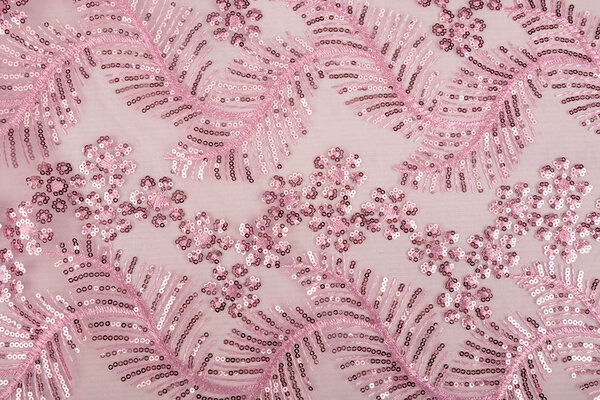 Mesh Ricamato Paillettes Lizanne Rosa Antico Scuro Mesh Ricamato Paillettes Lizanne Rosa Antico Scuro