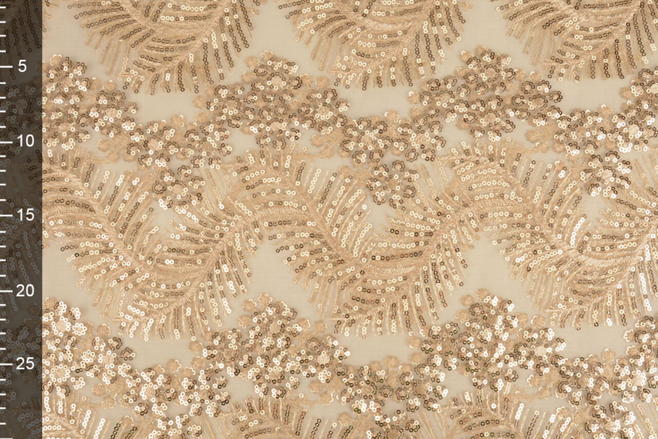 Netz Bestickt Pailletten Lizanne Champagne Beige Netz Bestickt Pailletten Lizanne Champagne Beige