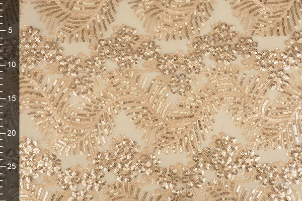 Netz Bestickt Pailletten Lizanne Champagne Beige Netz Bestickt Pailletten Lizanne Champagne Beige