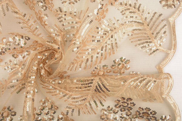 Mesh Embroidered Sequins Lizanne Champagne Beige