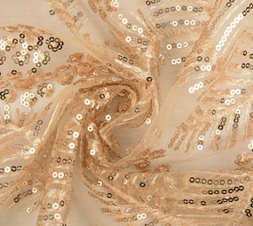Mesh Geborduurd Pailletten Lizanne Champagne Beige