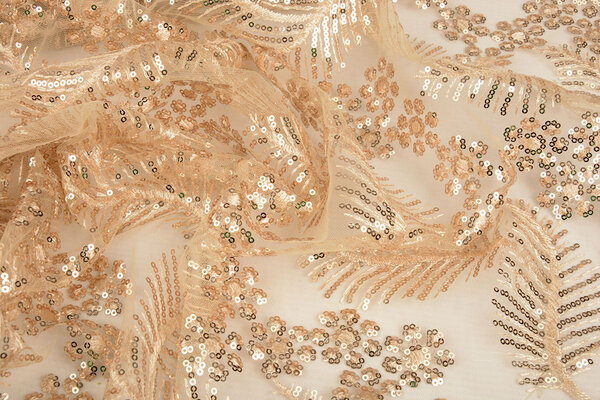 Netz Bestickt Pailletten Lizanne Champagne Beige Netz Bestickt Pailletten Lizanne Champagne Beige