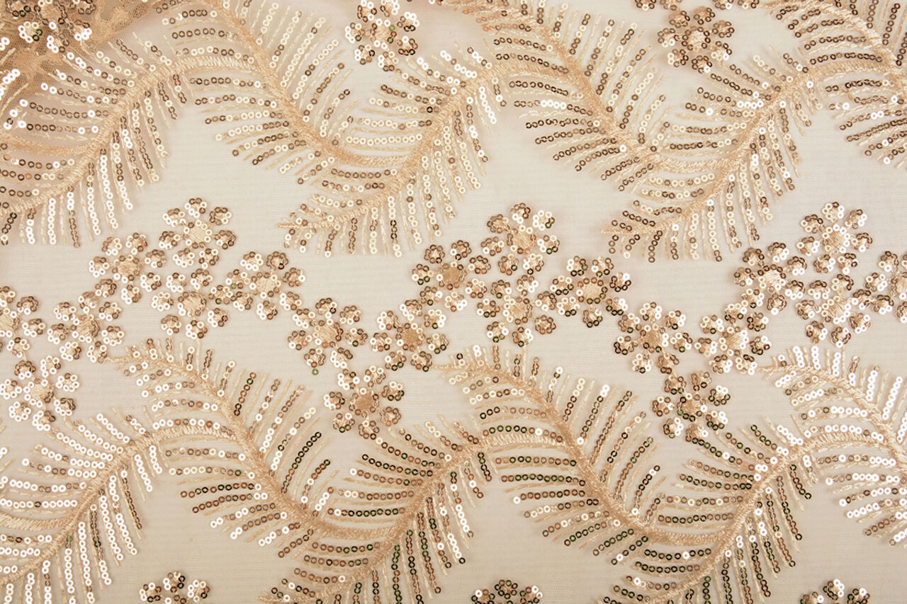 Netz Bestickt Pailletten Lizanne Champagne Beige Netz Bestickt Pailletten Lizanne Champagne Beige