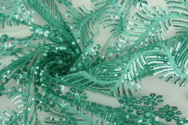 Netz Bestickt Pailletten Lizanne Hell Meergrün