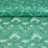 Mesh Geborduurd Pailletten Lizanne Licht Zeegroen