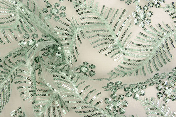 Mesh Geborduurd Pailletten Lizanne Licht Oud Groen