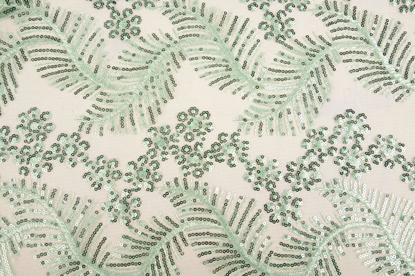 Mesh Embroidered Sequins Lizanne Light Old Green Mesh Embroidered Sequins Lizanne Light Old Green