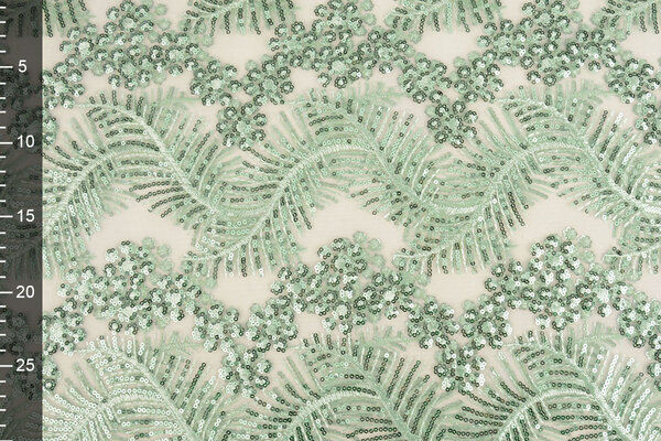 Mesh Embroidered Sequins Lizanne Light Old Green Mesh Embroidered Sequins Lizanne Light Old Green
