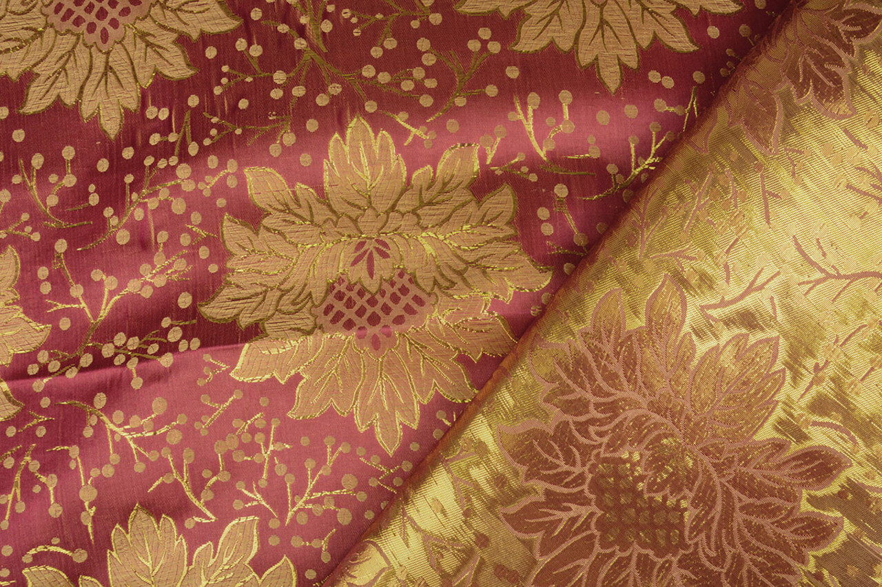 Brocart Fleurs Levani Bordeaux