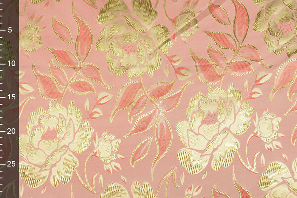 Brokaat  Bloemen Ramira Roze-Goud
