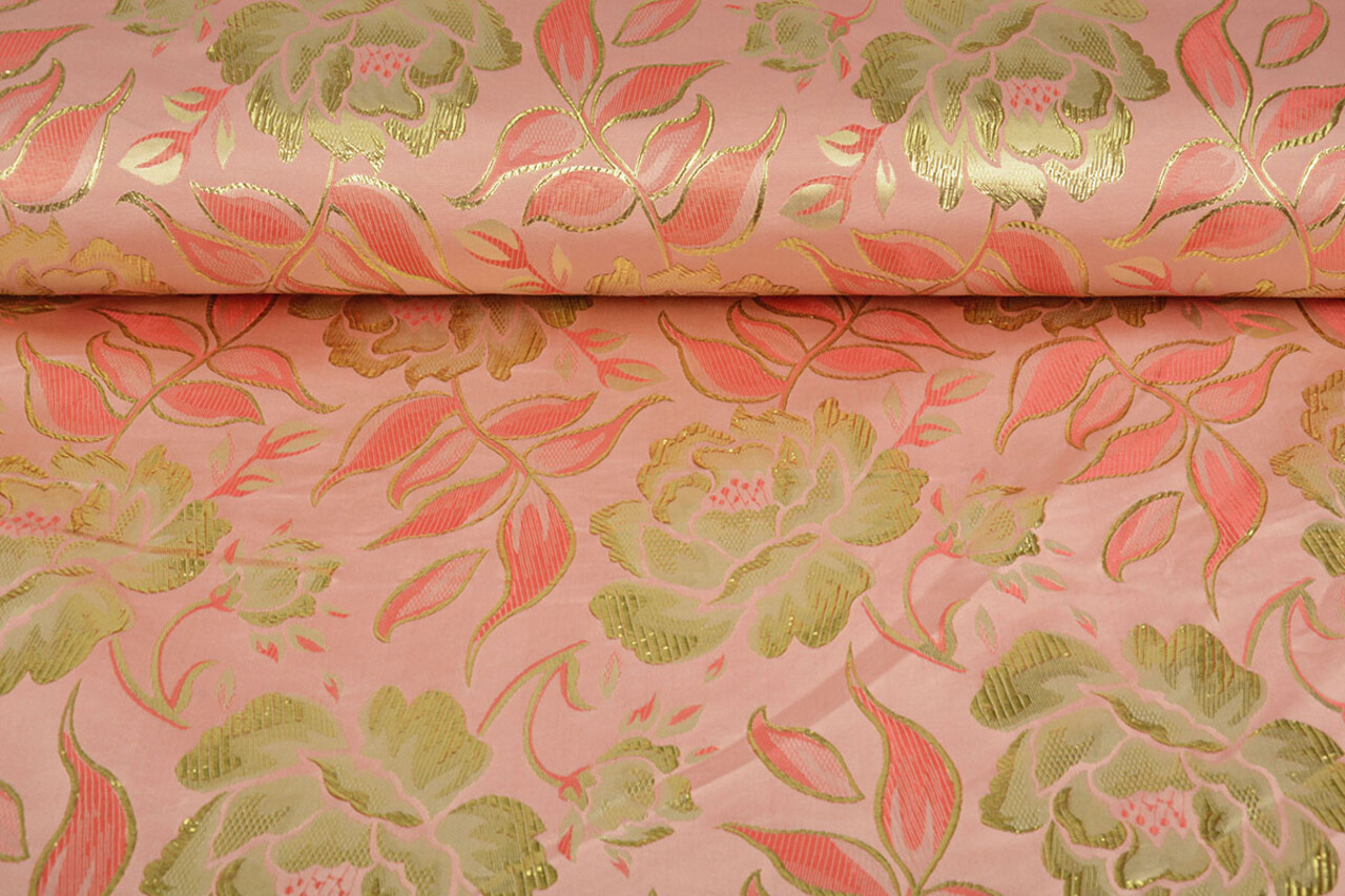 Broccato Fiori Ramira Rosa-Oro Broccato Fiori Ramira Rosa-Oro