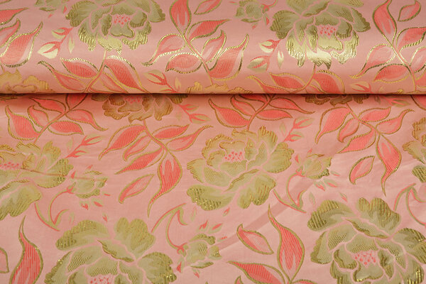 Broccato Fiori Ramira Rosa-Oro Broccato Fiori Ramira Rosa-Oro
