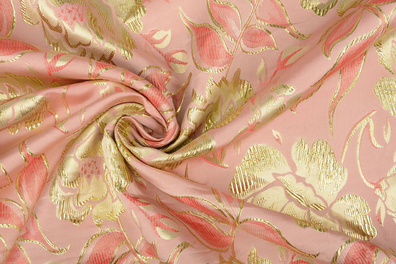 Brocade Flowers Ramira Pink-Gold