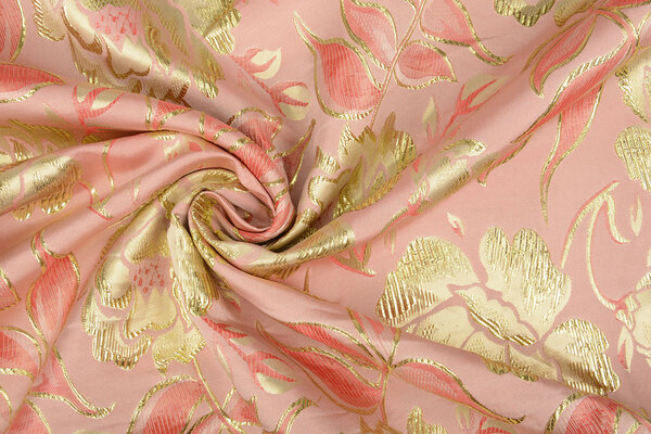 Broccato Fiori Ramira Rosa-Oro Broccato Fiori Ramira Rosa-Oro