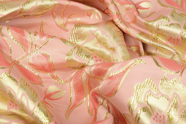Brokaat  Bloemen Ramira Roze-Goud