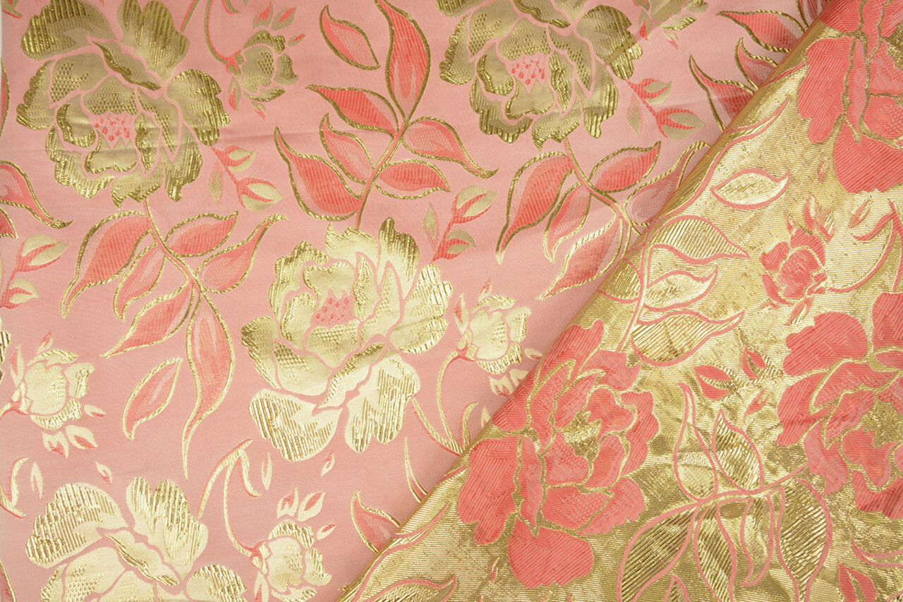 Broccato Fiori Ramira Rosa-Oro Broccato Fiori Ramira Rosa-Oro
