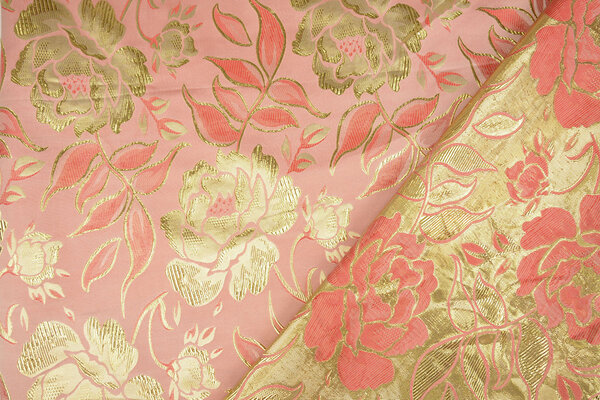 Brocado Flores Ramira Rosa-Dorado