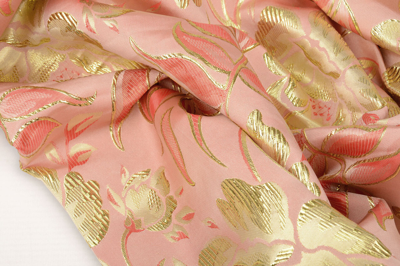 Brocado Flores Ramira Rosa-Dorado