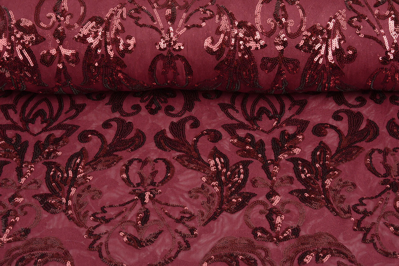 Pailletten op Mesh Roxy Bordeaux