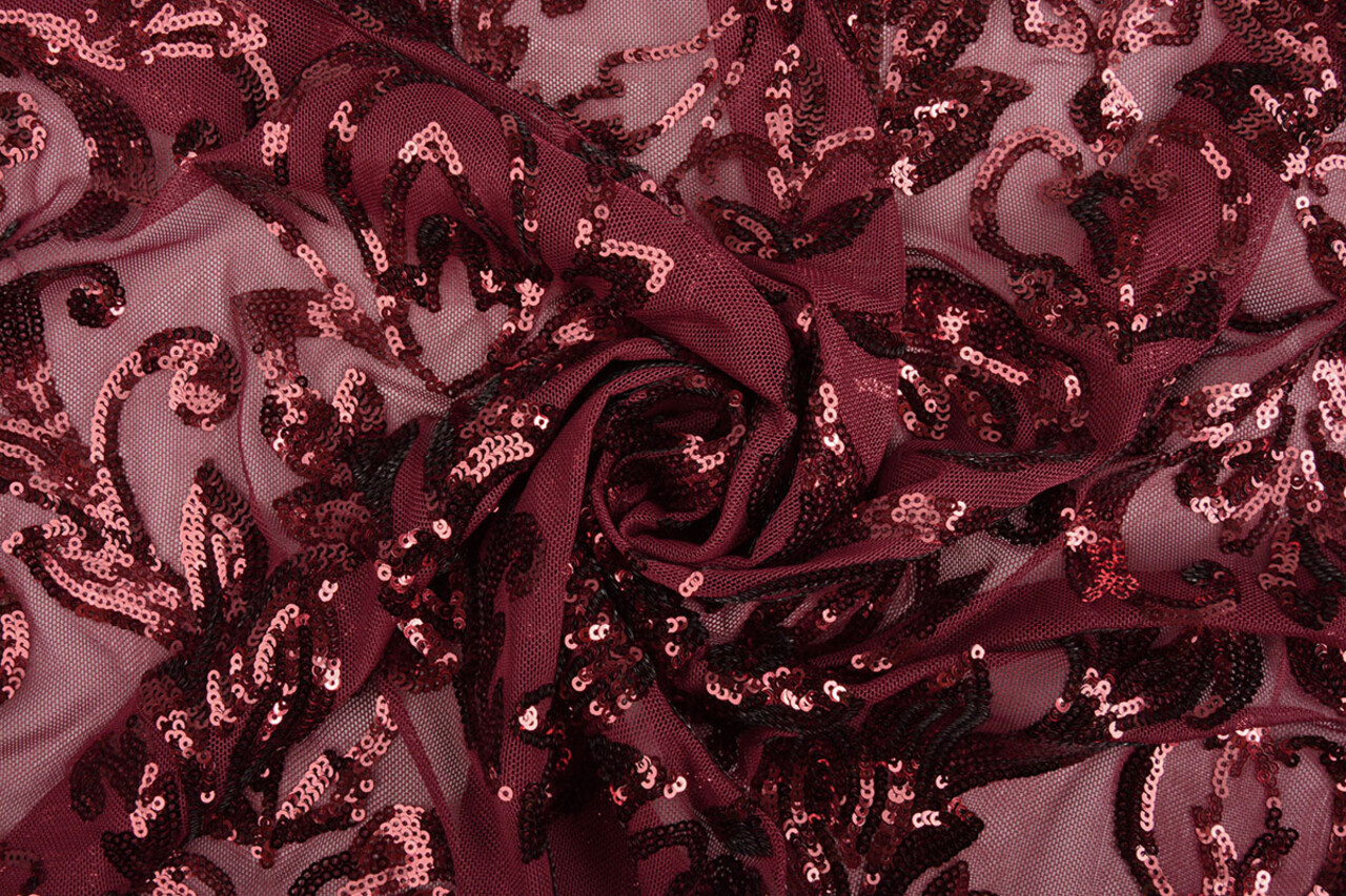Sequins on Mesh Roxy Bordeaux