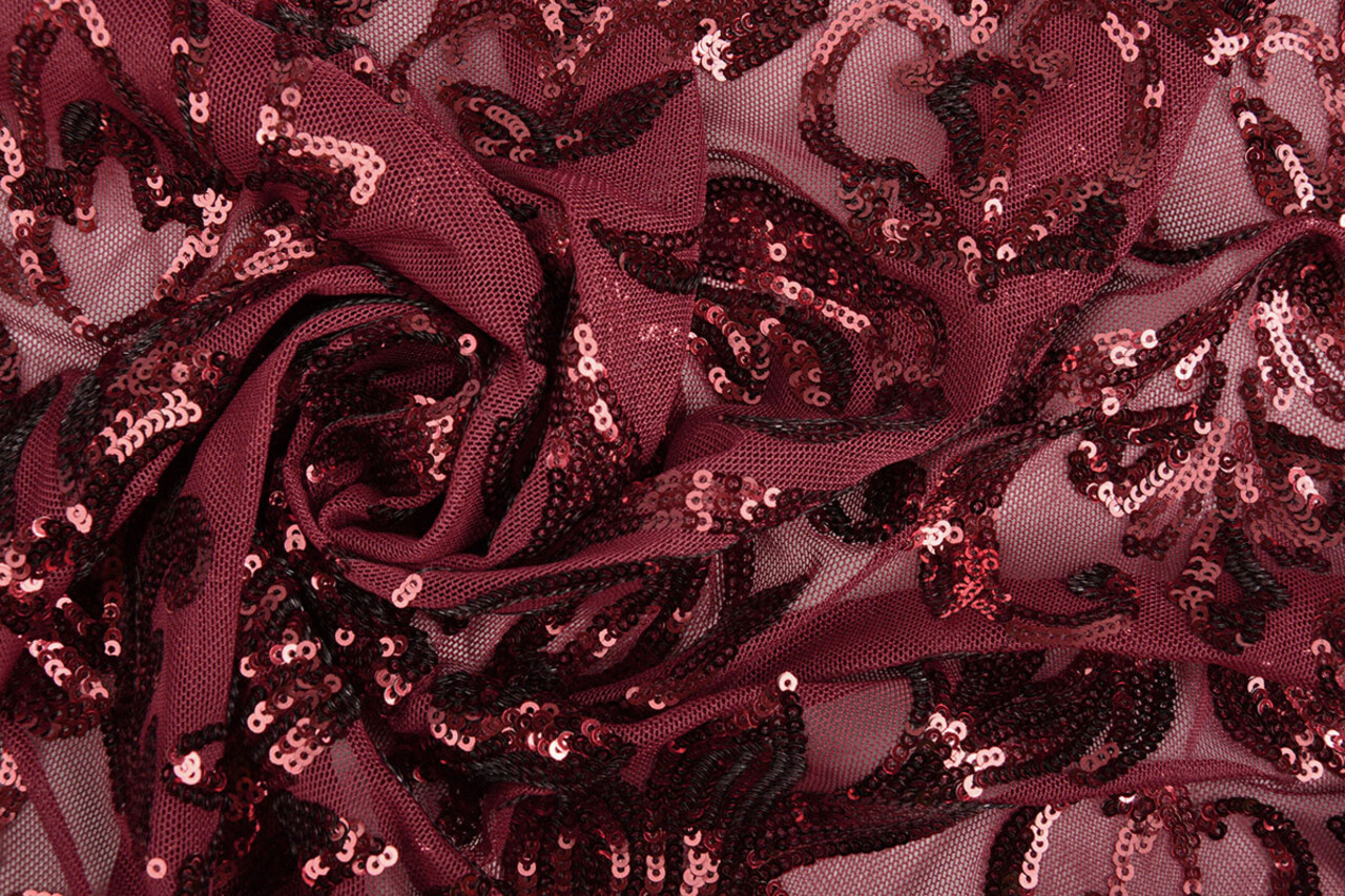 Lentejuelas sobre Malla Roxy Burdeos Lentejuelas sobre Malla Roxy Burdeos
