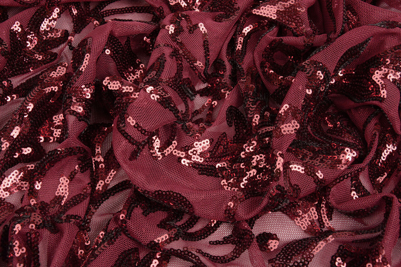 Sequins on Mesh Roxy Bordeaux
