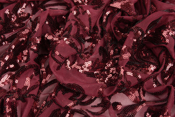 Sequins on Mesh Roxy Bordeaux