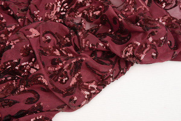 Pailletten op Mesh Roxy Bordeaux