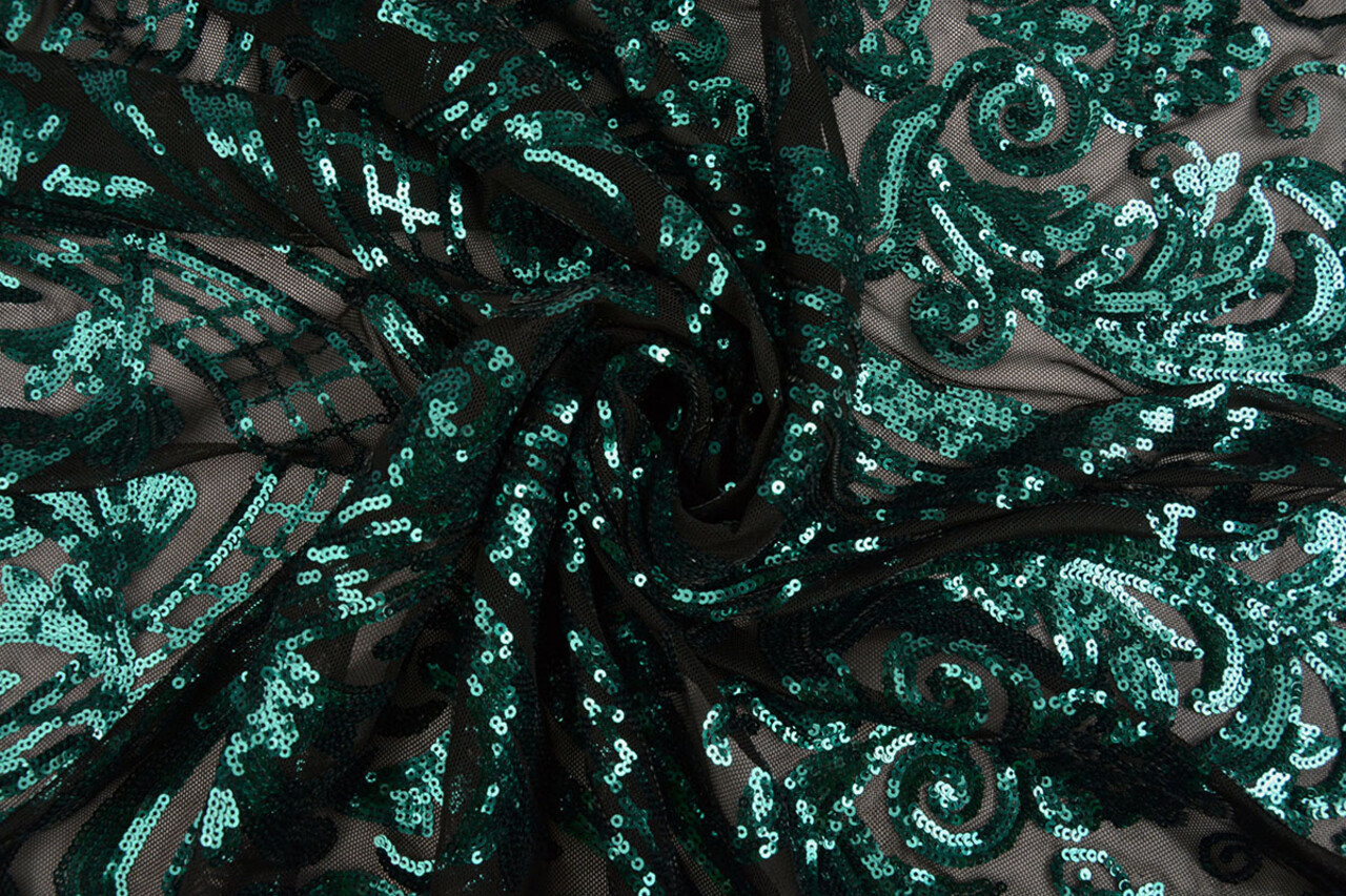 Sequins on Mesh Madelon Petrol