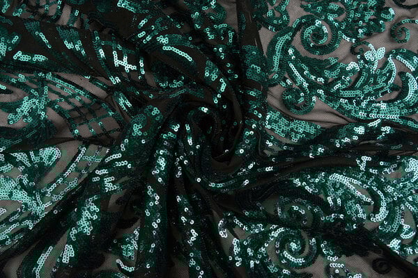 Pailletten op Mesh Madelon Petrol