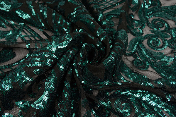 Sequins on Mesh Madelon Petrol