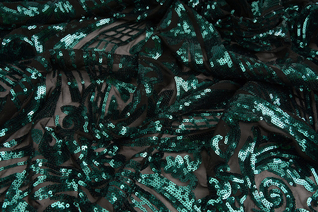 Sequins on Mesh Madelon Petrol