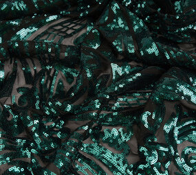 Pailletten op Mesh Madelon Petrol