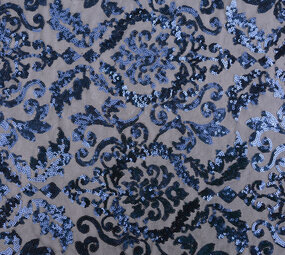 Pailletten op Mesh Lilia Marine Blauw