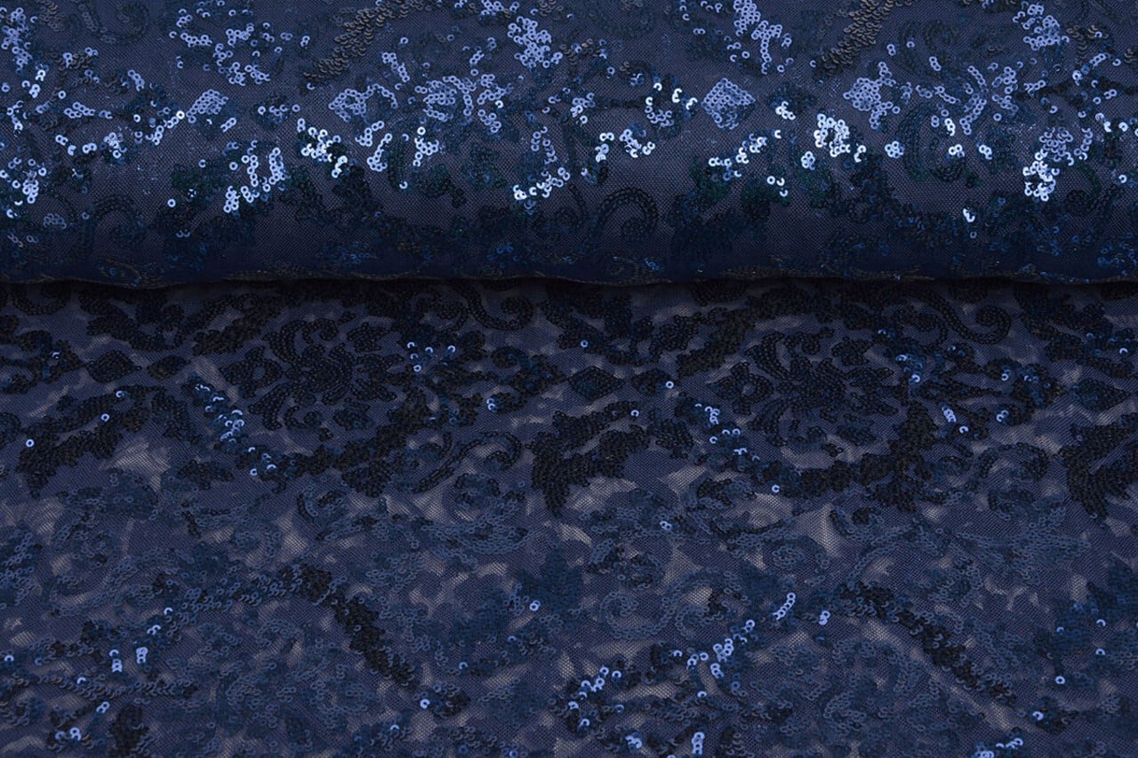Paillettes sur Résille Lilia Bleu Marine