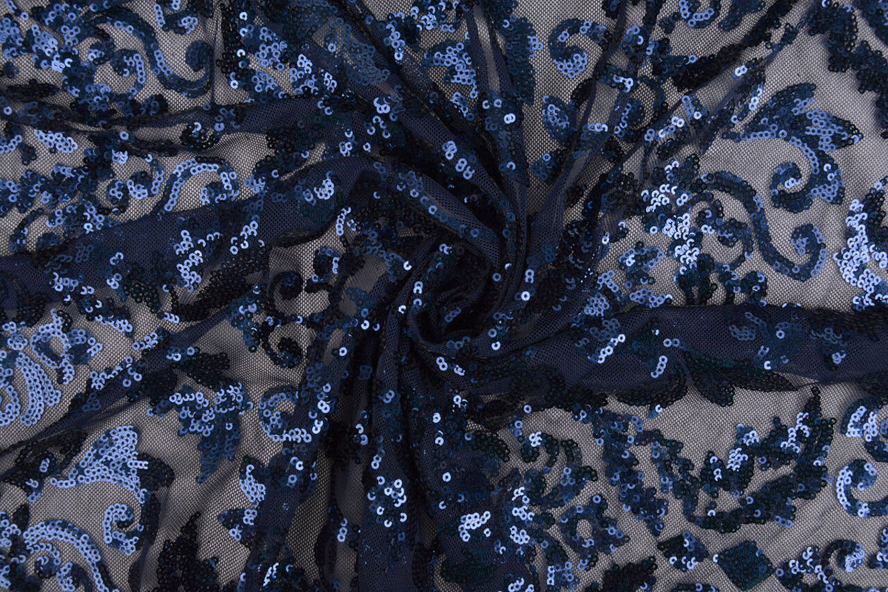 Pailletten auf Netz Lilia Marineblau Pailletten auf Netz Lilia Marineblau