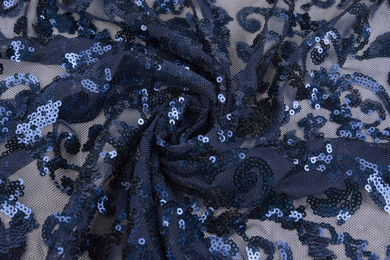 Pailletten auf Netz Lilia Marineblau Pailletten auf Netz Lilia Marineblau