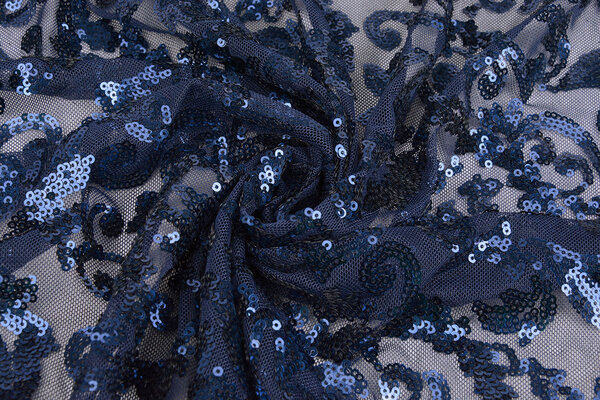 Lentejuelas sobre Malla Lilia Azul Marino Azul Lentejuelas sobre Malla Lilia Azul Marino Azul