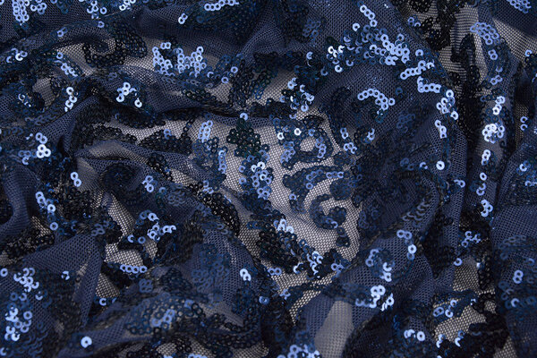 Sequins on Mesh Lilia Navy Blue