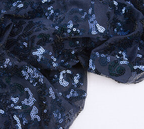 Pailletten op Mesh Lilia Marine Blauw