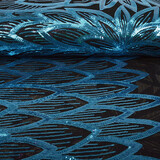 Paillettes sur Résille Fauve Bleu