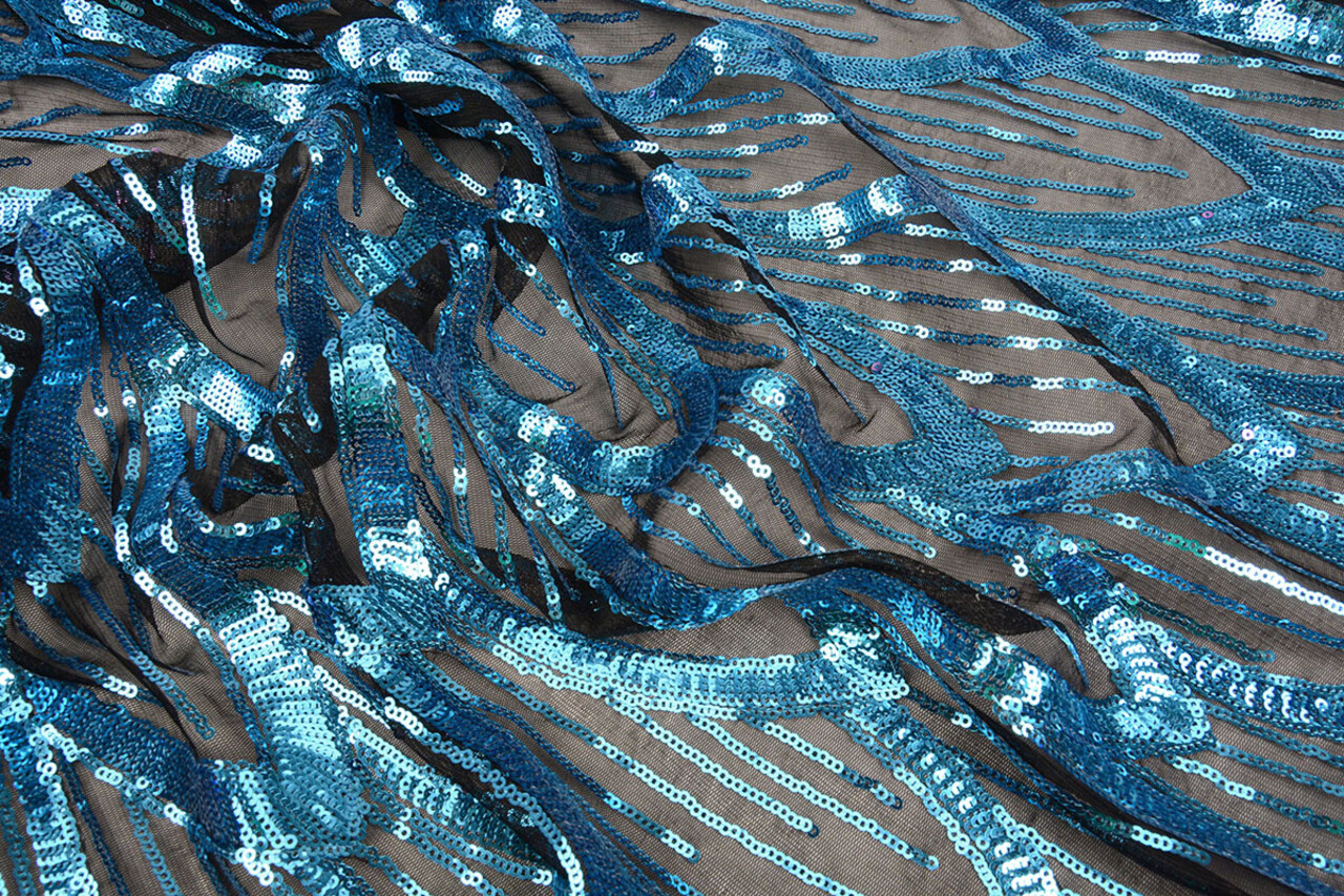 Pailletten op Mesh Fauve Blauw