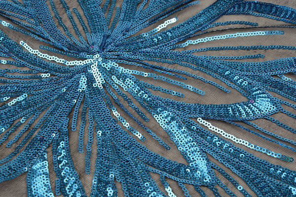 Paillettes sur Résille Fauve Bleu