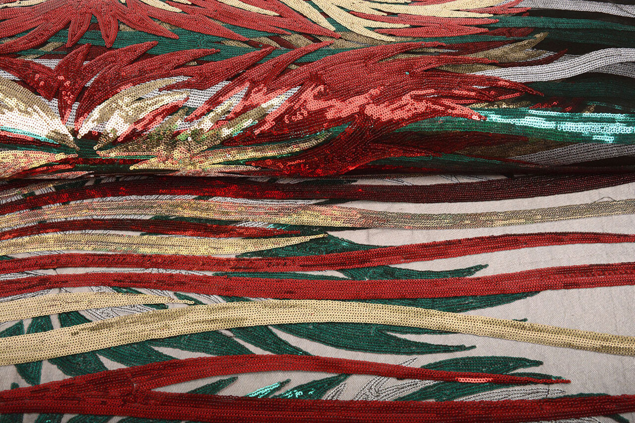 Sequins on Tulle Yeli Red