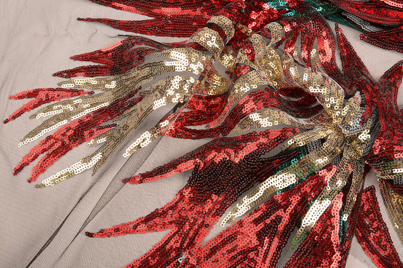 Sequins on Tulle Yeli Red